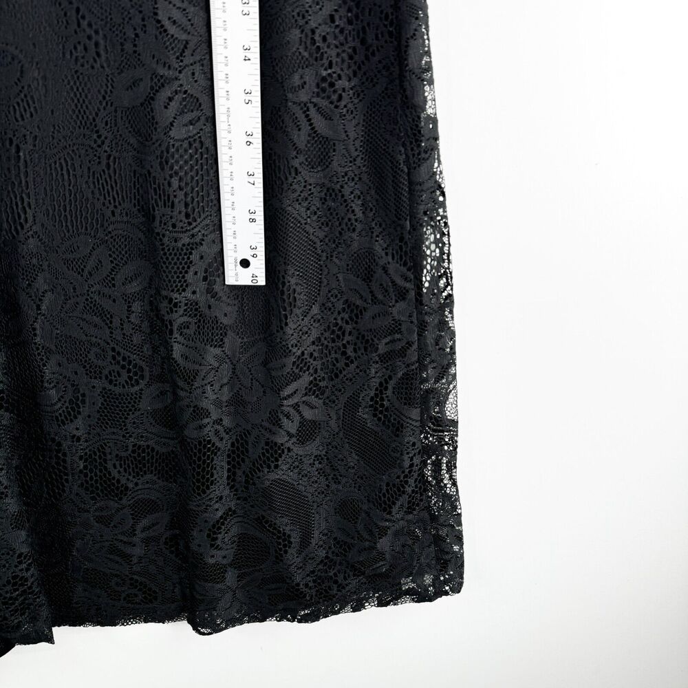 Candalite Petite Long Dress Womens Floral Lace Sleeveless Pleated Maxi Black LP - Picture 5 of 9